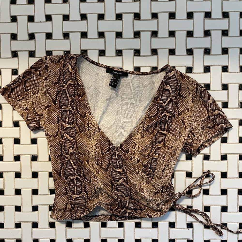 Forever 21 brown snake skin wrap shirt in a size medium.
